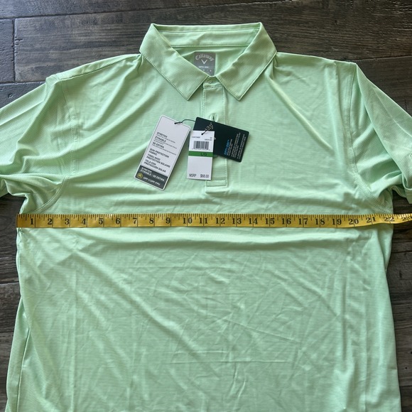 Callaway Golf Polo Shirt Mens Size Large Green White Stripe Dry Performance NWT - Picture 6 of 8